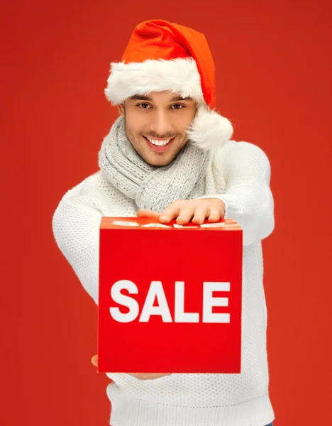 Bello uomo in cappello di Natale — Foto Stock