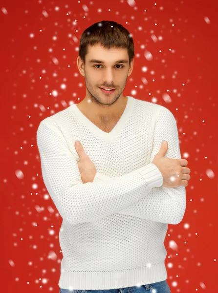 Bello uomo in maglione caldo — Foto Stock