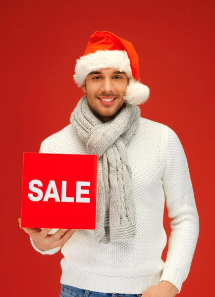Jóképű férfi karácsonyi kalapban — Stock Fotó