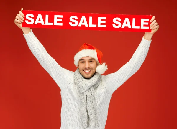 Hombre guapo en sombrero de Navidad — Foto de Stock