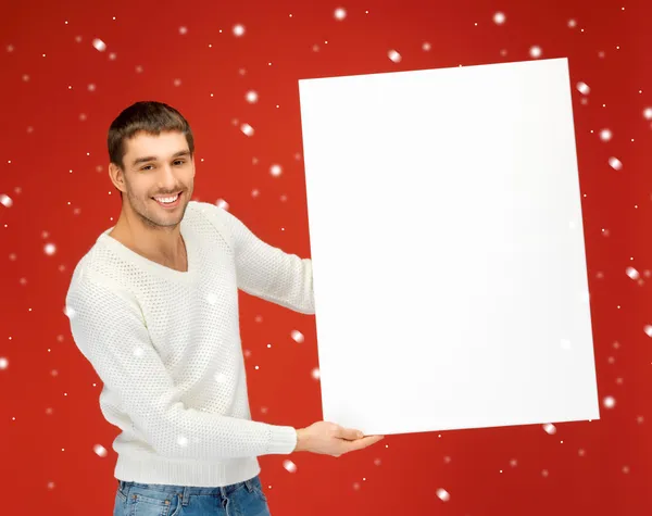 英俊的男人用大空白板 — 图库照片