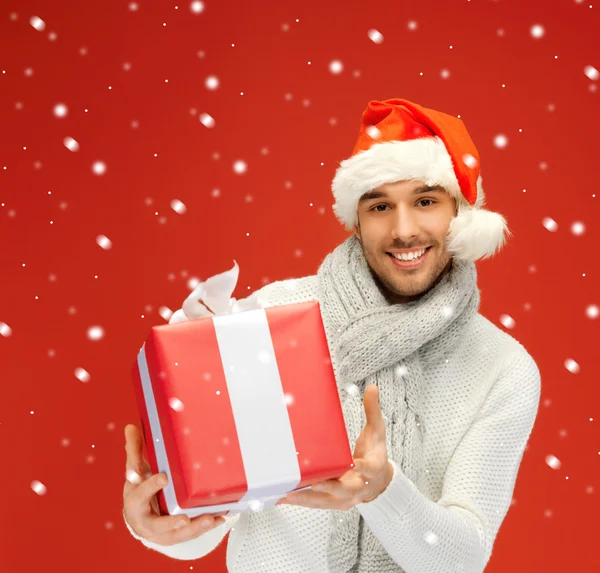 Bonito homem de chapéu de Natal — Fotografia de Stock