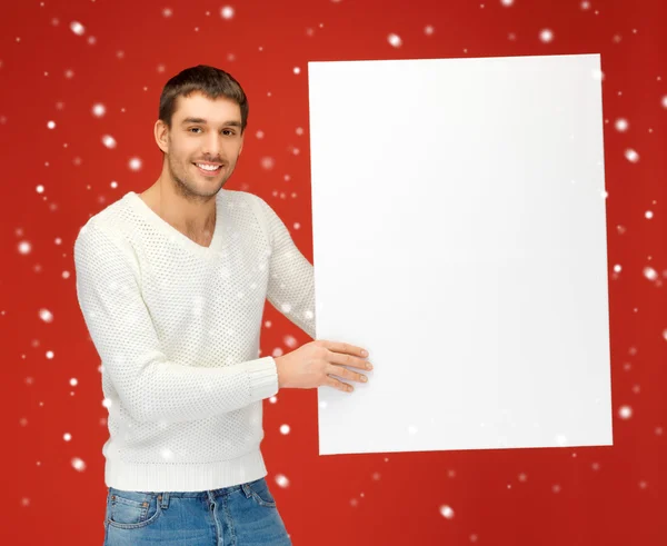 Pohledný muž s velkou prázdnou tabuli — Stock fotografie