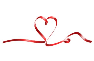 Red heart shaped ribbon clipart