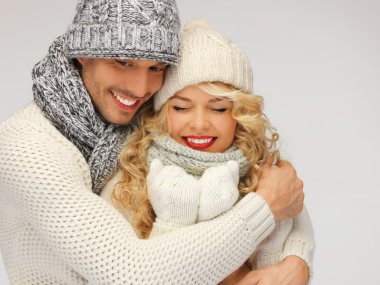 Family couple in a winter clothes clipart