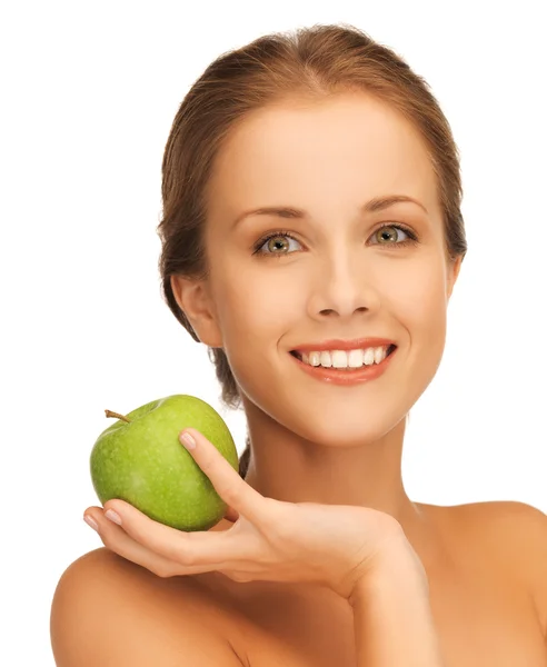 Woman with green apple — Stock Photo, Image