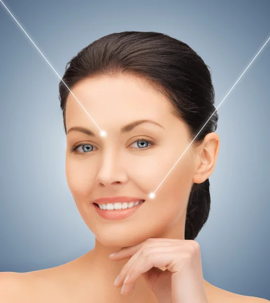 Face and hands of beautiful woman — Stock Photo, Image