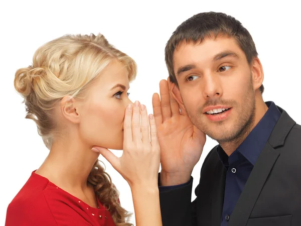 Man and woman spreading gossip — Stock Photo, Image