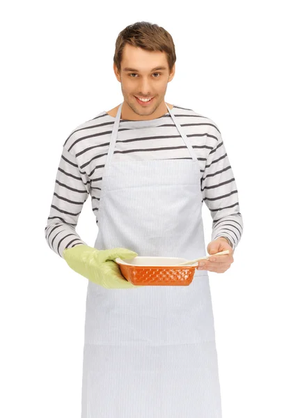 Cooking man over white Stock Photo