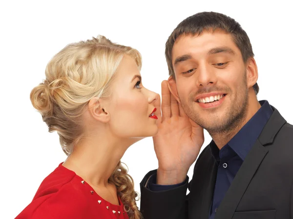 Homem e mulher espalhando fofocas — Fotografia de Stock