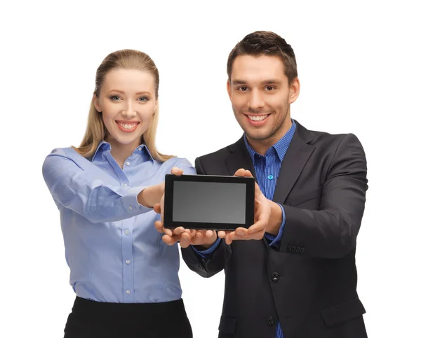 Man and woman with tablet pc — Stock Photo, Image