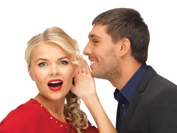 Man and woman spreading gossip — Stock Photo, Image