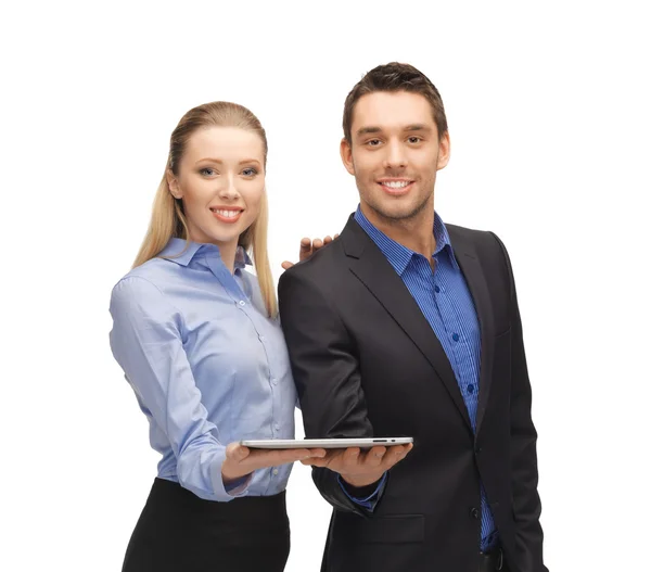 Man and woman with tablet pc — Stock Photo, Image