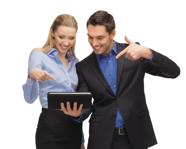 Homem e mulher com tablet pc — Fotografia de Stock