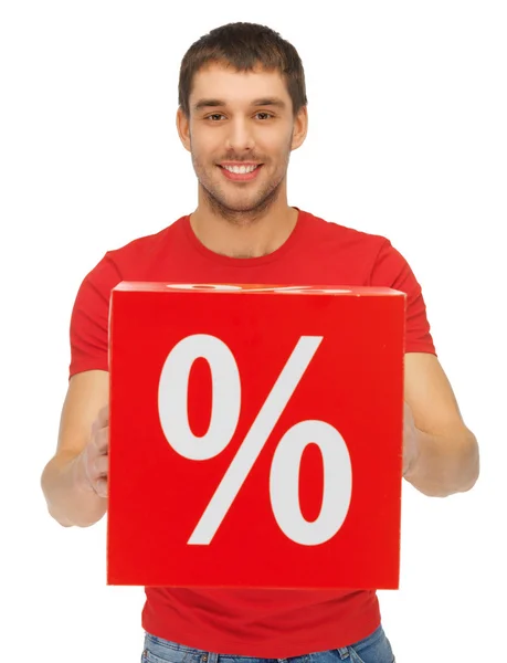 Man with percent sign — Stock Photo, Image