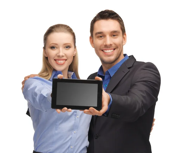 Man and woman with tablet pc — Stock Photo, Image