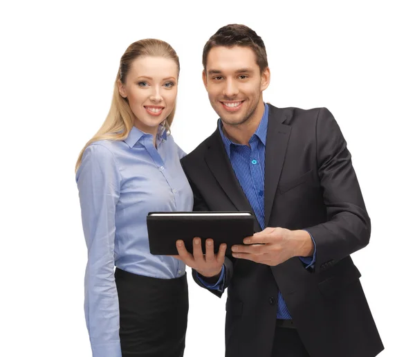 Homem e mulher com tablet pc — Fotografia de Stock