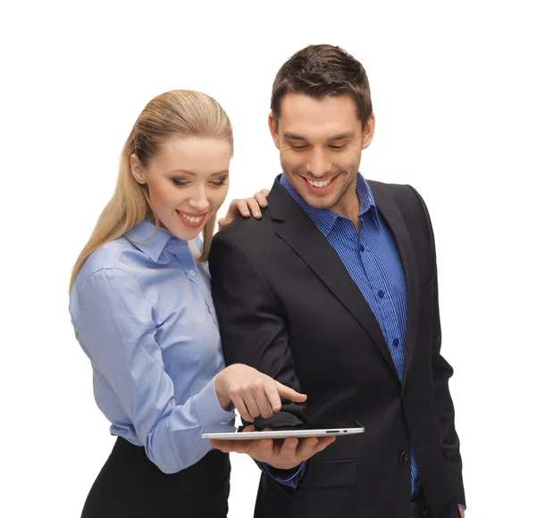 Man and woman with tablet pc — Stock Photo, Image