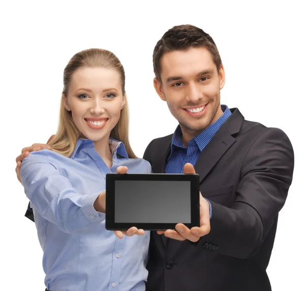 Man and woman with tablet pc — Stock Photo, Image