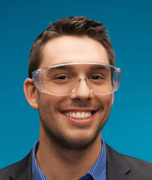 Podnikatel v ochranné brýle — Stock fotografie