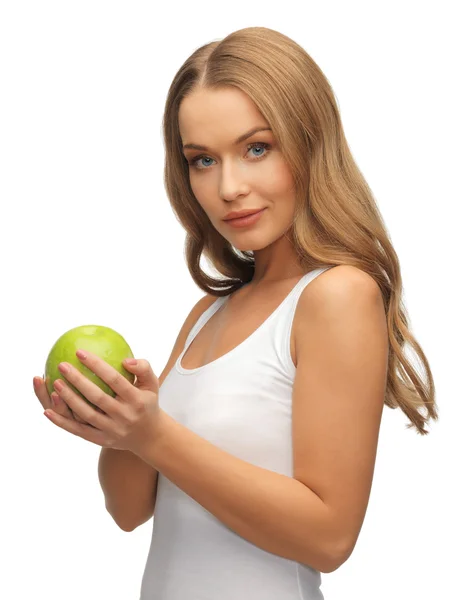 Mujer con manzana verde — Foto de Stock