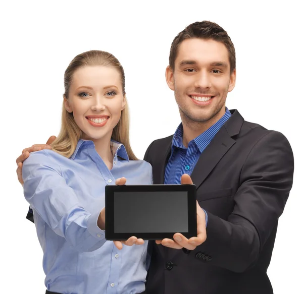 Man and woman with tablet pc — Stock Photo, Image