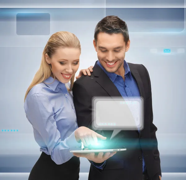 Man and woman with tablet pc — Stock Photo, Image