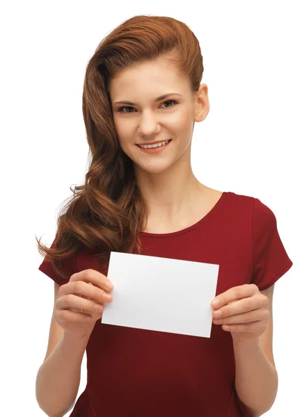 Girl with note card — Stock Photo, Image