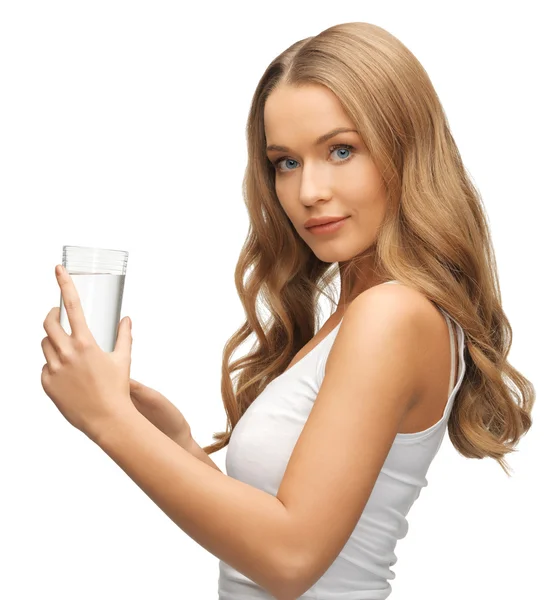 Frau mit Glas Wasser — Stockfoto