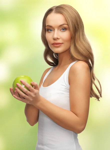 Γυναίκα με πράσινο μήλο — Φωτογραφία Αρχείου