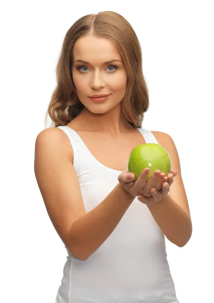 Mujer con manzana verde — Foto de Stock