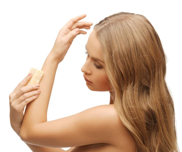 Woman with soap — Stock Photo, Image