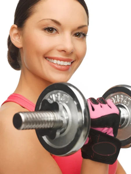 Woman with dumbbells — Stock Photo, Image