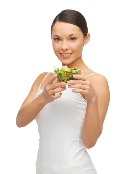 Donna con insalata — Foto Stock