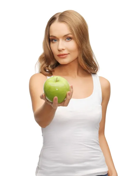 Mujer con manzana verde — Foto de Stock