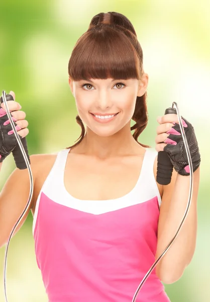 Fitness instructor with jump rope — Stock Photo, Image