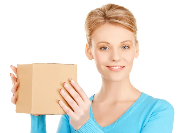 Woman with cardboard box — Stock Photo, Image