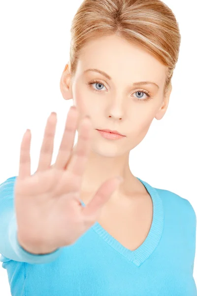 Woman making stop gesture — Stock Photo, Image