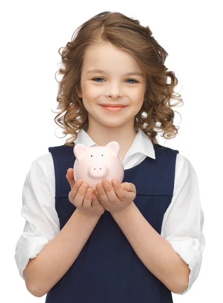 Girl with piggy bank — Stock Photo, Image