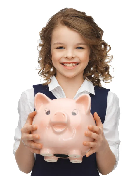 Girl with piggy bank — Stock Photo, Image