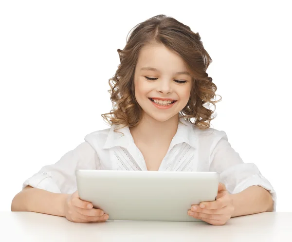 Menina com tablet pc — Fotografia de Stock