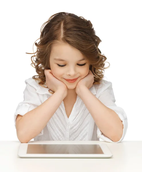 Menina com tablet pc — Fotografia de Stock