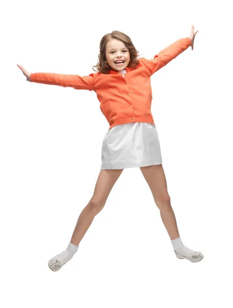 Jumping girl in casual clothes — Stock Photo, Image