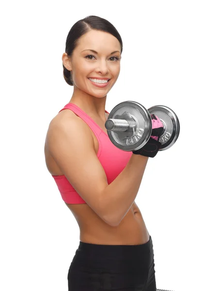 Woman with dumbbells — Stock Photo, Image