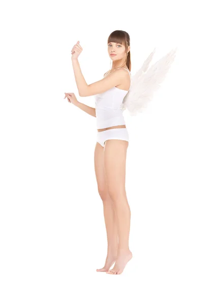 Vita underkläder ängel flicka — Stockfoto