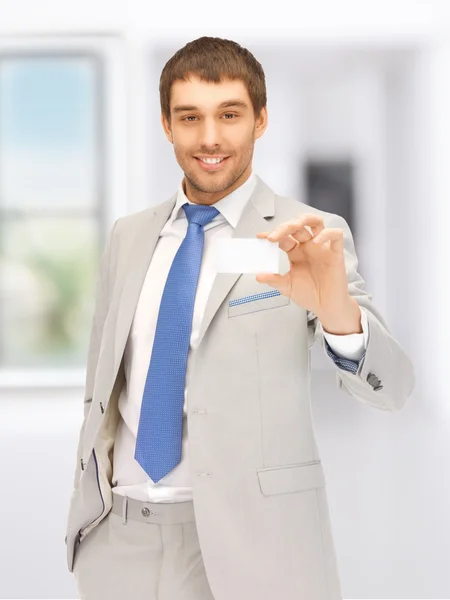 Businessman with business card — Stock Photo, Image