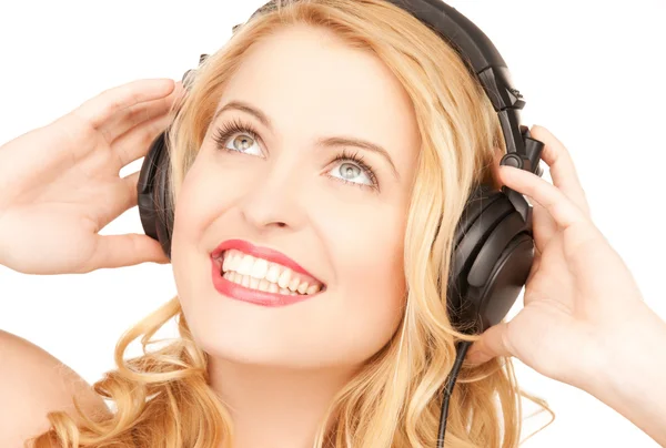 Mujer con auriculares — Foto de Stock