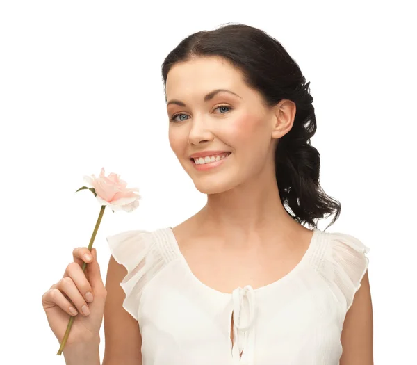 Young and beautiful woman with flower — Stock Photo, Image