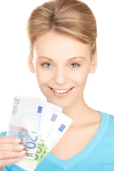 Femme d'affaires avec de l'argent comptant en euros — Photo