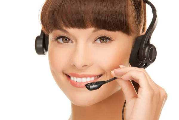 Friendly female helpline operator — Stock Photo, Image